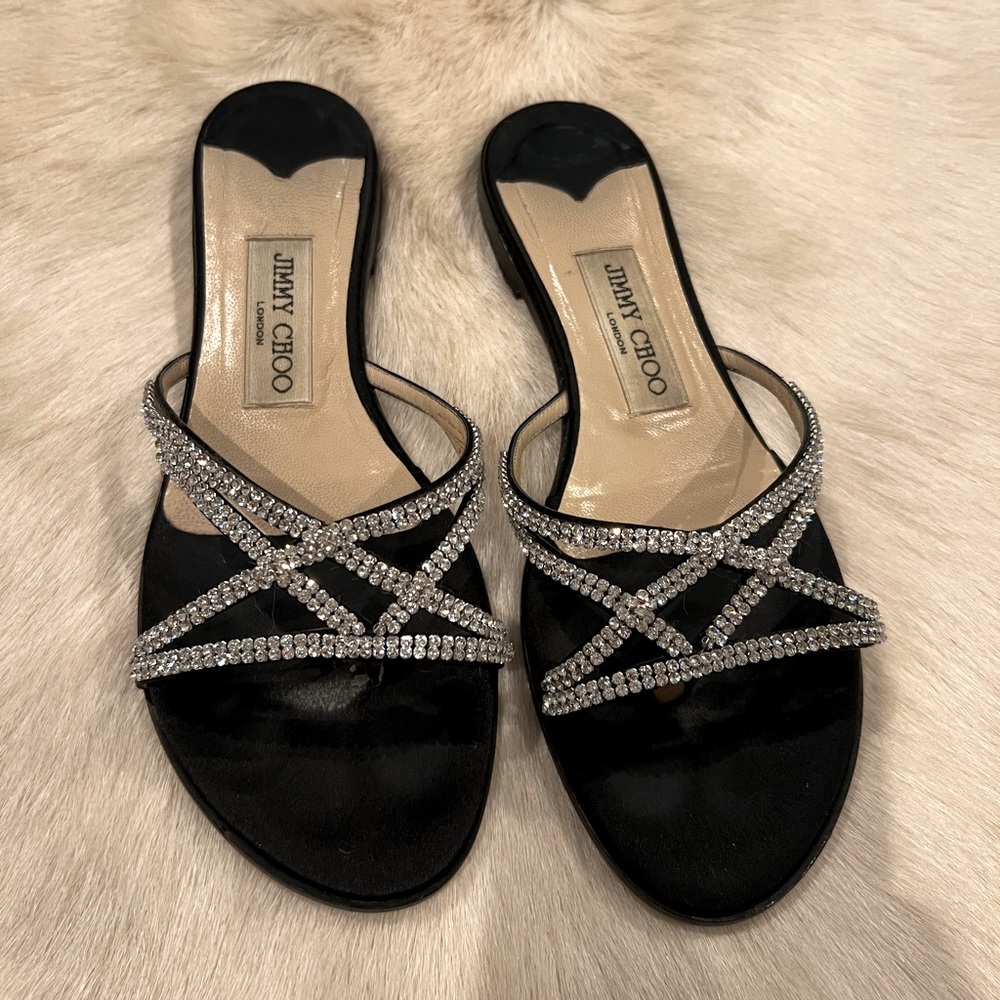 JIMMY CHOO Crystal Slides, size 37.5